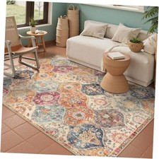 Moroccan Trellis Washable Small Area Rug, 3x5 Area Rug for Bedroom Living