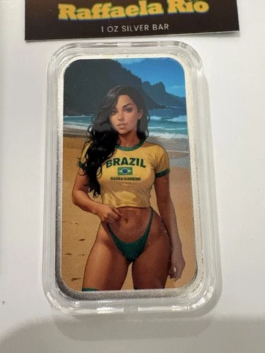 Bullion Baddies Nice - “Raffaela Rio” 1 oz .999 Silver Limit of 430 Bar COA.