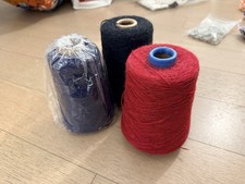 3 Wool Yarn in Black, Dark Navy, Red