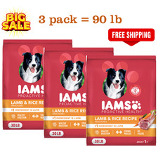 3 Pack, IAMS™ Proactive Health Adult Dry Dog Food - Lamb & Rice, 30lb/bag 1.10 per pound