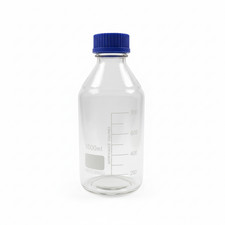 2Pcs 500ml Glass Round Reagent Media Storage Bottles with Blue Cap, Clear