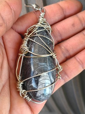 Orthocerus Pendant Nickel Wire Wrap Jewelry  Unisex