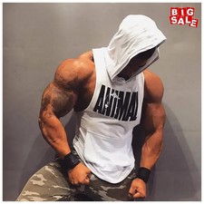 New Men Bodybuilding Cotton Tank top Gyms Fitness Hooded Vest Sleeveless Sh
