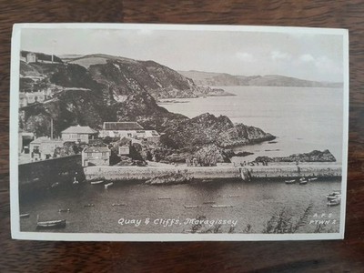 F Frith und Co alte Postkarte von Mevagissey Kai und Klippen, Cornwall UK