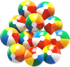 Beach Ball 12 Pack - 12'' Inflatable Beach Balls for Kids Bulk Swimming Pool To