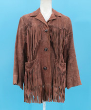 VTG Womens 70s Brown Suede Fringe Ms. Pioneer Jacket S/M 1970s Hippy Leather