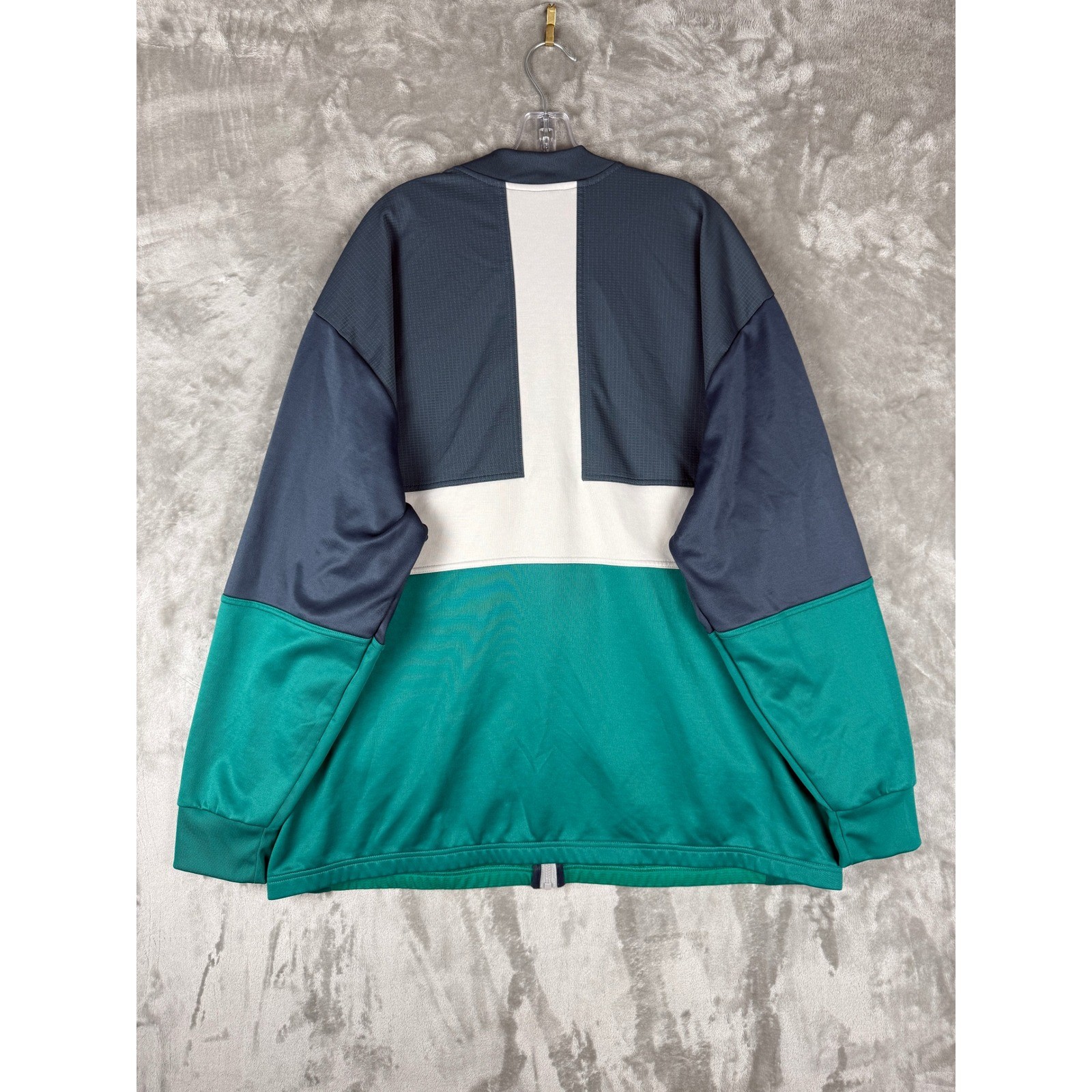 Adidas Track Jacket Full Zip Colorblock 3 Stripe Logo Mens 2XL Green Blue White view 2