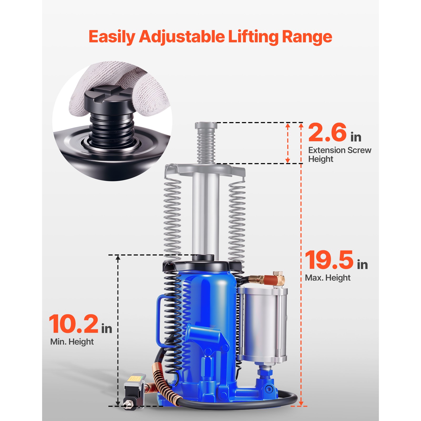 Uimoso 20-Ton Air Hydraulic Bottle Jack for Vehicle Lifting and Maintenance