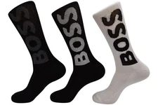 Hugo Boss Men's 3-Pairs Short Socks Boss Large Logo Black/White Size: 7-13