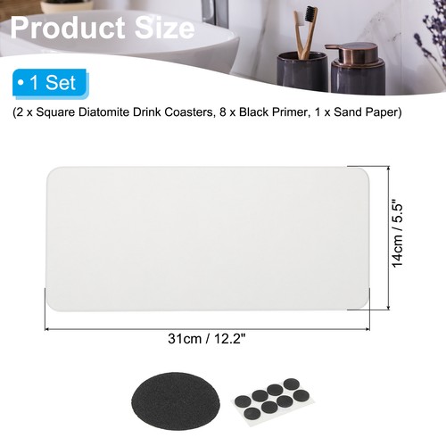 2 Pack Rectangle Water Diatomite Coasters  12.2x5.5inch, White - Foto 2 di 7