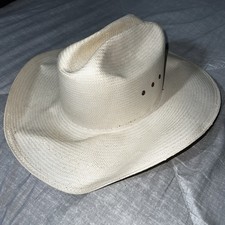 Stetson Ocala 8x Natural Shantung Panama Straw Cowboy Hat Size 7 Damaged Brim