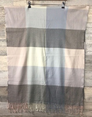 Barbour rosa, grau & creme kariert große Fransen Schal/Halstuch Einheitsgröße sehr guter Zustand