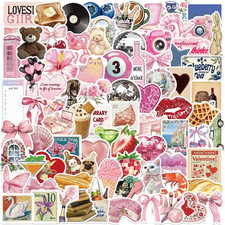 100PCS Pink Coquette Stickers Pack, Cute Aesthetic Bow Girly Stickers for Women