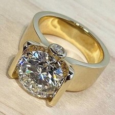 Round Cut CZ Diamond Solitaire Engagement Ring with Tension Set for Wedding Gift