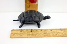 Vintage Metal Cast Iron Turtle Ashtray Trinket Box w/ Removable Lid 4.5"