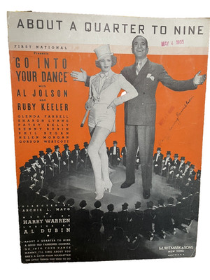 1935 Harry Warren & Al Dubin About a Quarter to Nine Vintage Piano Sheet Music