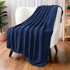 PAVILIA Plush Throw Blanket, Fluffy Textured Fleece Throw, Super Soft Cozy