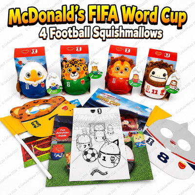 McDonalds Squishmallows 4er Set Fußball FIFA Happy Meal Spielzeug 2026 Extra Original