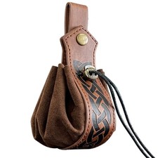 Viking Style Medieval Leather Pouch Belt Hanging Retro Waist Bag Foldable