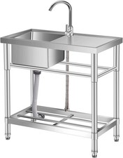 30'' Stainless Steel Sink Freestanding Kitchen Sink Commercial with Faucet US