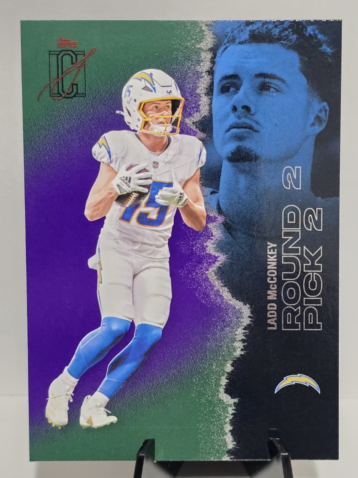 2025 Topps Signature Class #81 Ladd McConkey Green & Purple Los Angeles Chargers