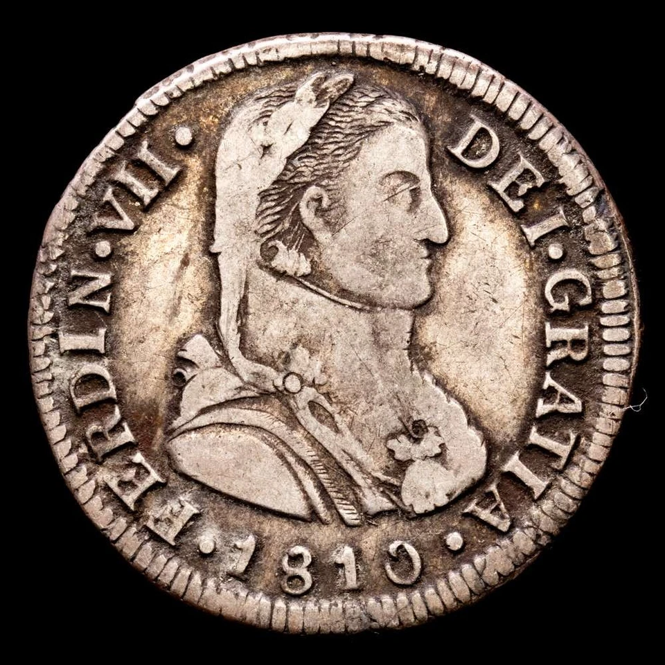  Fernando VII 2 Reales (6,48g) 1810 Santiago de Chile F·J AC-940 MBC+ Foto 2 de 3