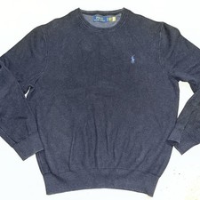 Polo Ralph Lauren Mens Mesh Knit Cotton Navy Crewneck Sweater Sz XL