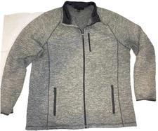 Swiss Tech Full Zip Mock Collar 3 Pocket Fleece Jacket Sweater Gray Mens Size XL