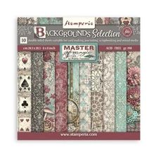 Stamperia MASTER OF MAGIC Background 8x8 Paper Pad 10 Sheets Mixed Media SBBS123