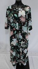 Miss Elaine Women's Relax 3/4 Sleeve Zip Front Robe AR8 Seaside Black Small