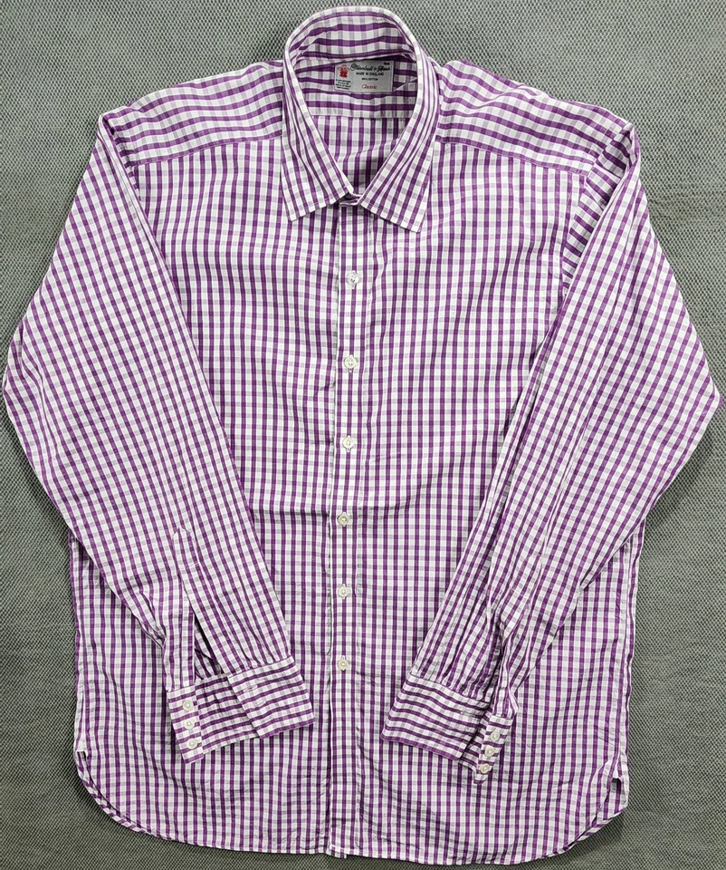 Turnbull & Asser  Purple/white Check Cotton Dress Shirt  17-43 Classic - Image 4 of 4