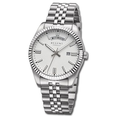Regent Herrenuhr Edelstahl-Armbanduhr Analog Metallarmband silber URBA883