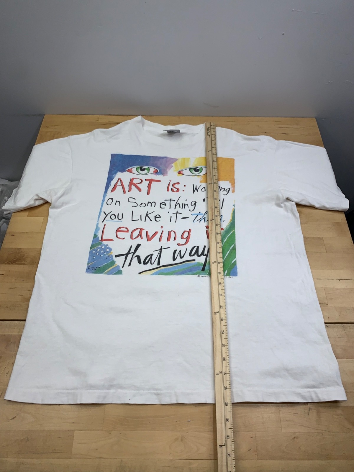 Vintage Fred Babb Art Shirt Men XL White 80s 13682 - Gem