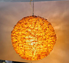 Vintage Amber Spun Lucite Spaghetti Pendant Light