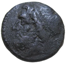 SICILY, SYRACUSE. AE 20, HIERON II, 275-215 BC. POSEIDON/TRIDENT HEAD.