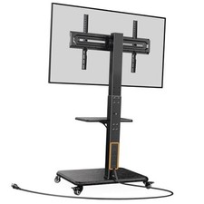 Mobile TV Stand with Power Outlet, Tilt Swivel Upgraded with Power Outlet