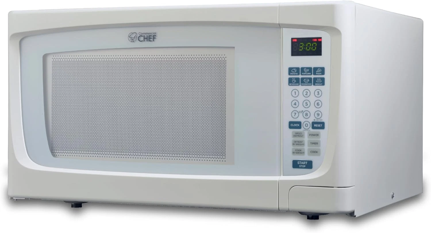 COMMERCIAL CHEF 1.6 Cubic Foot Microwave with 10 Power Levels, Small Microwave w