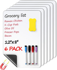 6 Pack Magnetic Dry Erase Board Sheet for Fridge, 12"X8" Erasable Refrigerator W