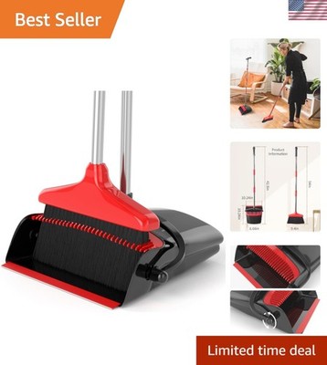 Stainless Steel Broom & Dustpan Combo   54  Long Handle for Easy Floor Cleaning