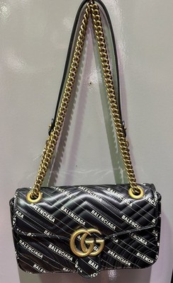 Tasche Gucci X Balenciaga The Hacker Projekt  GG Marmont Schwarz