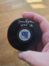 NY RANGERS HOF SAM ROSEN SIGNED PUCK