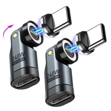 USB C Magnetic Adapter PD 240W 2Pack , 9PIN C 90 Degree 2 Pack, Black