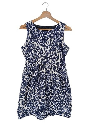 ZARA BASIC Etuikleid Damen Kleid Gr. DE 38 weiß-blau extravaganter Stil