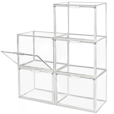 Clear Stackable Plastic Storage Bins with Magnetic Lid, Dustproof Book & Cosm...