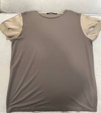 AllSaints Leila Tee Mixed material t-shirt short sleeve blouse Size 6 Green Tan