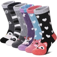 Kids Merino Wool Hiking Socks Toddlers Boys Girls Cozy 8-12 Years Cute Animal