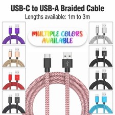USB A to USB C Cable Fast Charging Type C Cord Nylon Braided Only Android Device