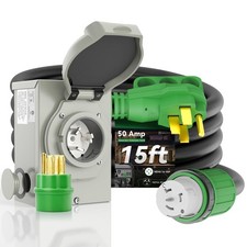 50 Amp Generator Cord 15FT and Power Inlet Box, Pre-Drilled 50 Amp Generator ...