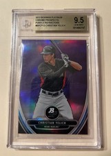 2013 BOWMAN Platinum Christian Yelich Purple RC Refractor #BPCP12 Graded BGS 9.5