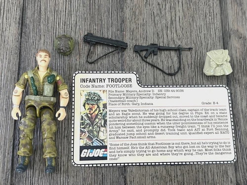 1985 Hasbro GI Joe ARAH - FOOTLOOSE (v1) Figure 100% Complete w/ File Card